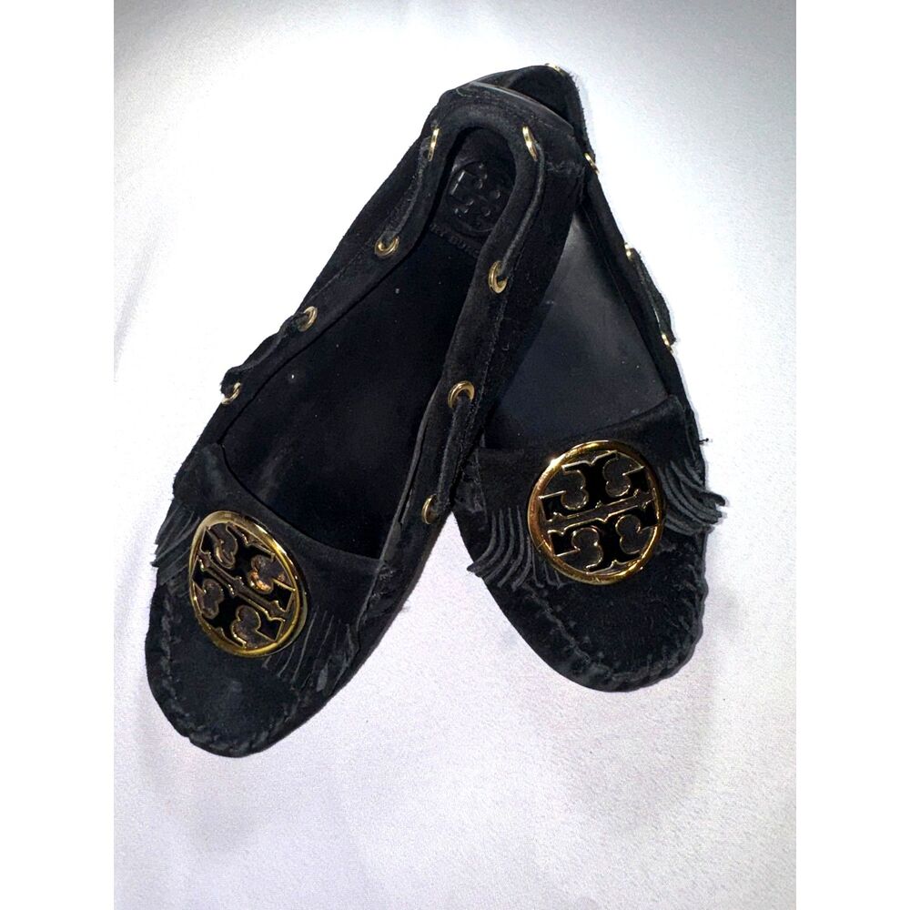Tory Burch Black Alexandra Sued Leather Moccasins